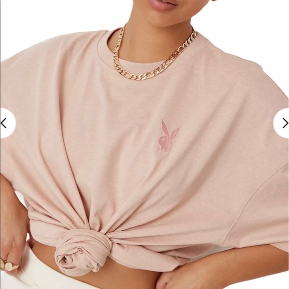 Playboy Blush Logo Oversized T-Shirt NWT - Picture 3 of 5